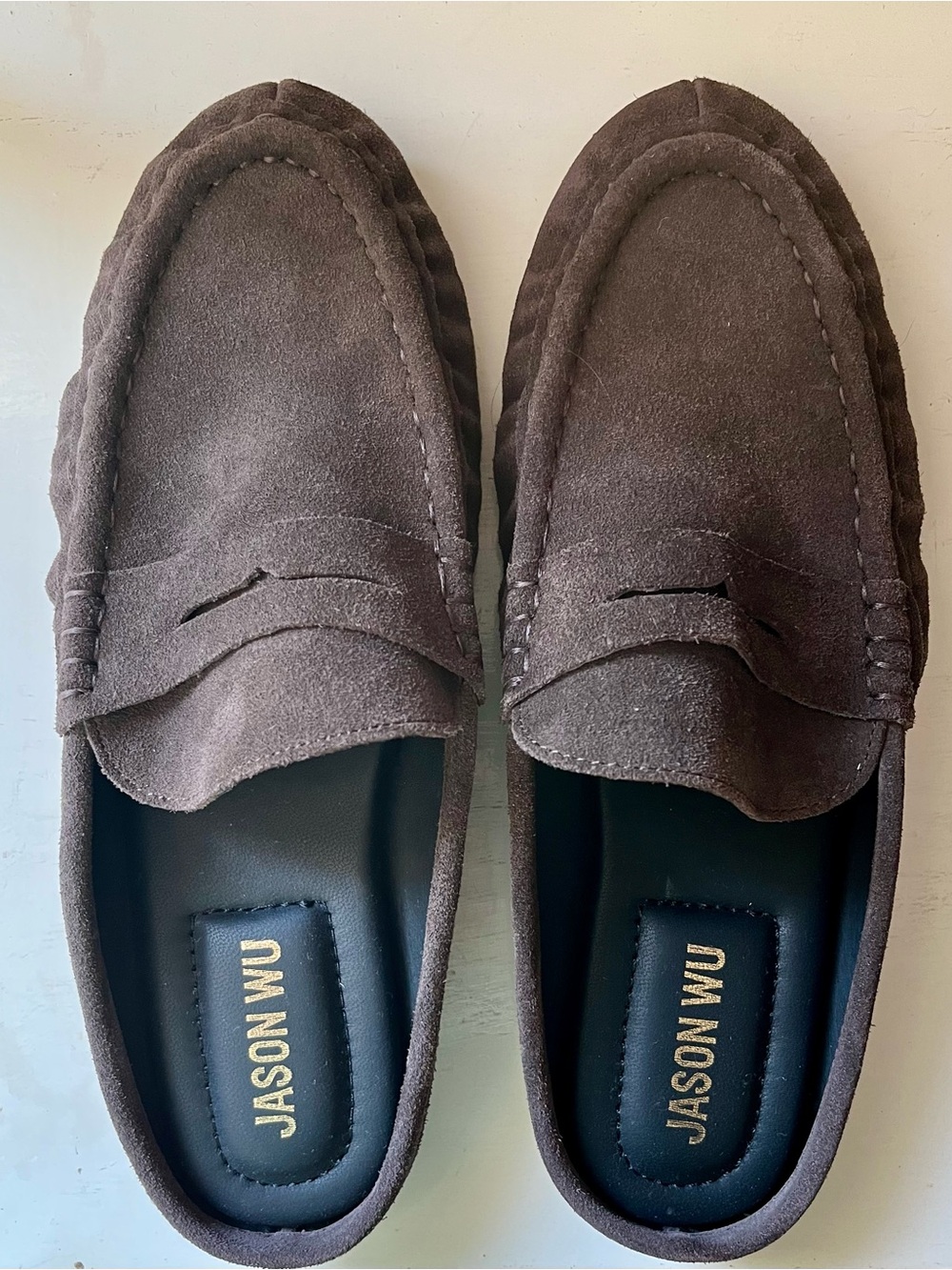 Jason Wu Women’s Brown Suede Penny Loafer Mules